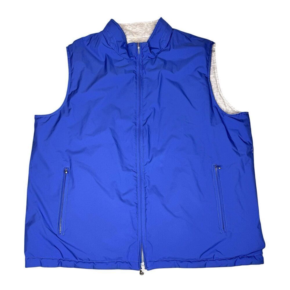 Peter Millar Sz XL Crown Reversible Soft Golf Vest 2-Way Full Zip Gray Blue Mens